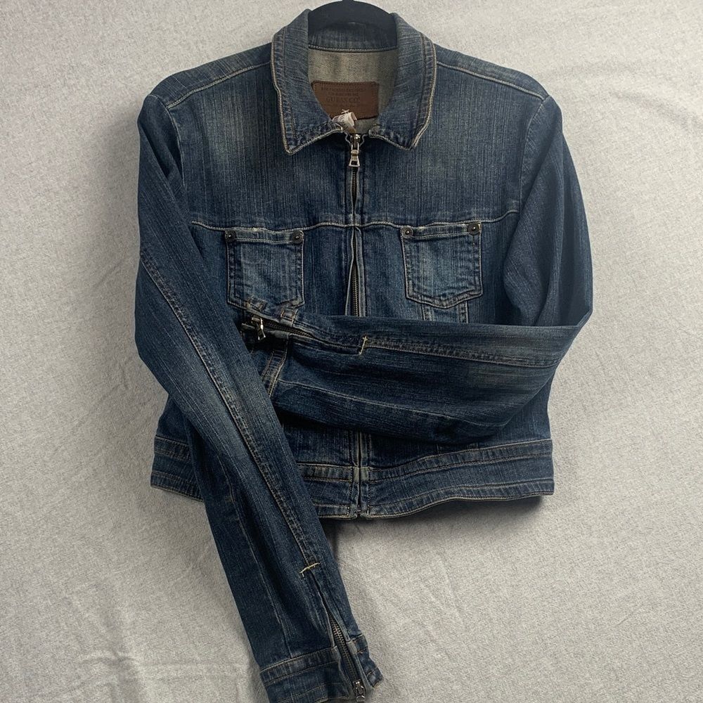 GUESS | LARGE Womens CASUAL CROP VTG   90S Y2K JEAN JACKET | BLUE 62138